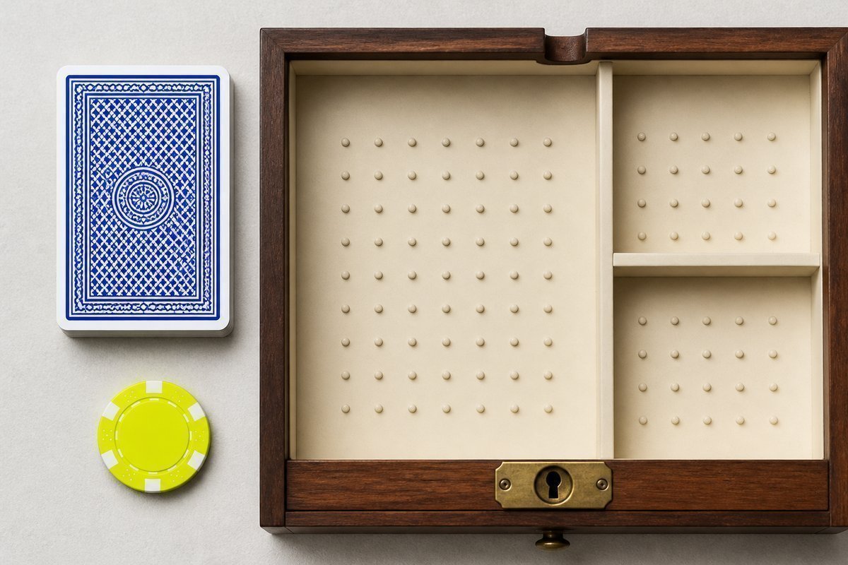 Bone review card, cobalt edge, lime chip: locked ACE drawer