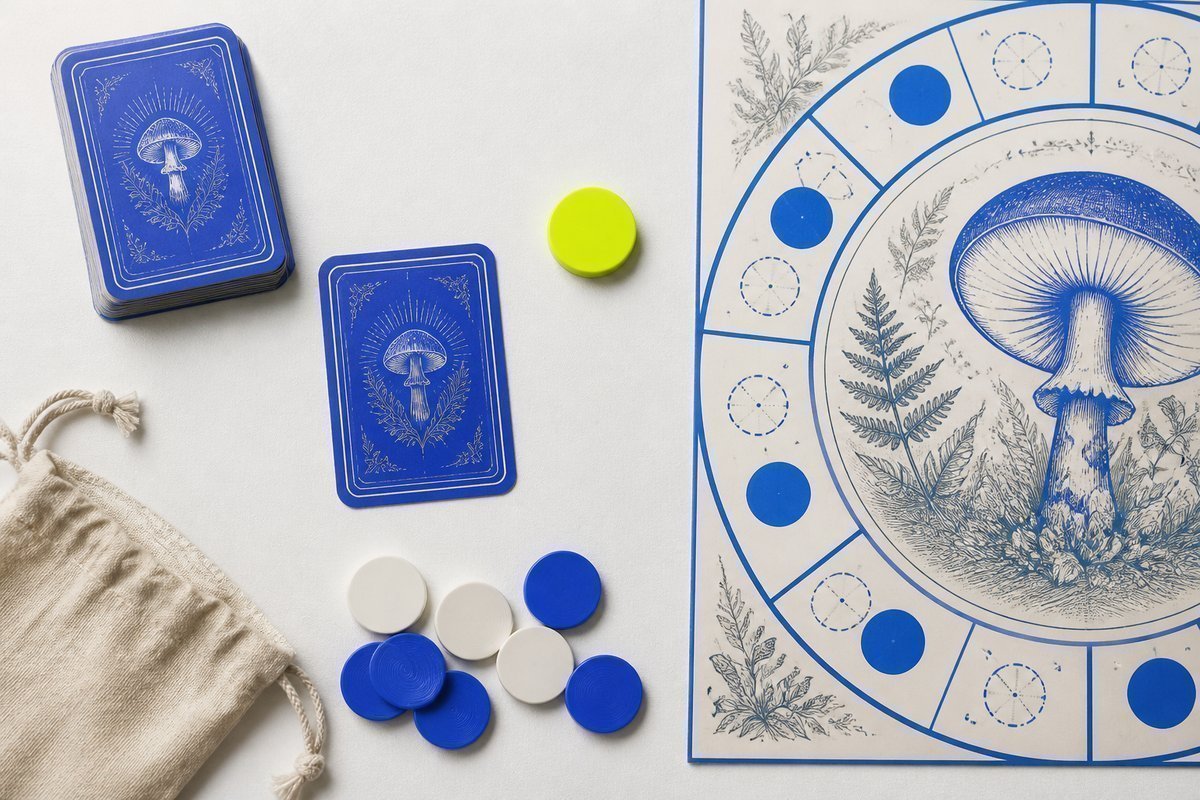 Bone review card, cobalt edge, lime chip: once or twice cover