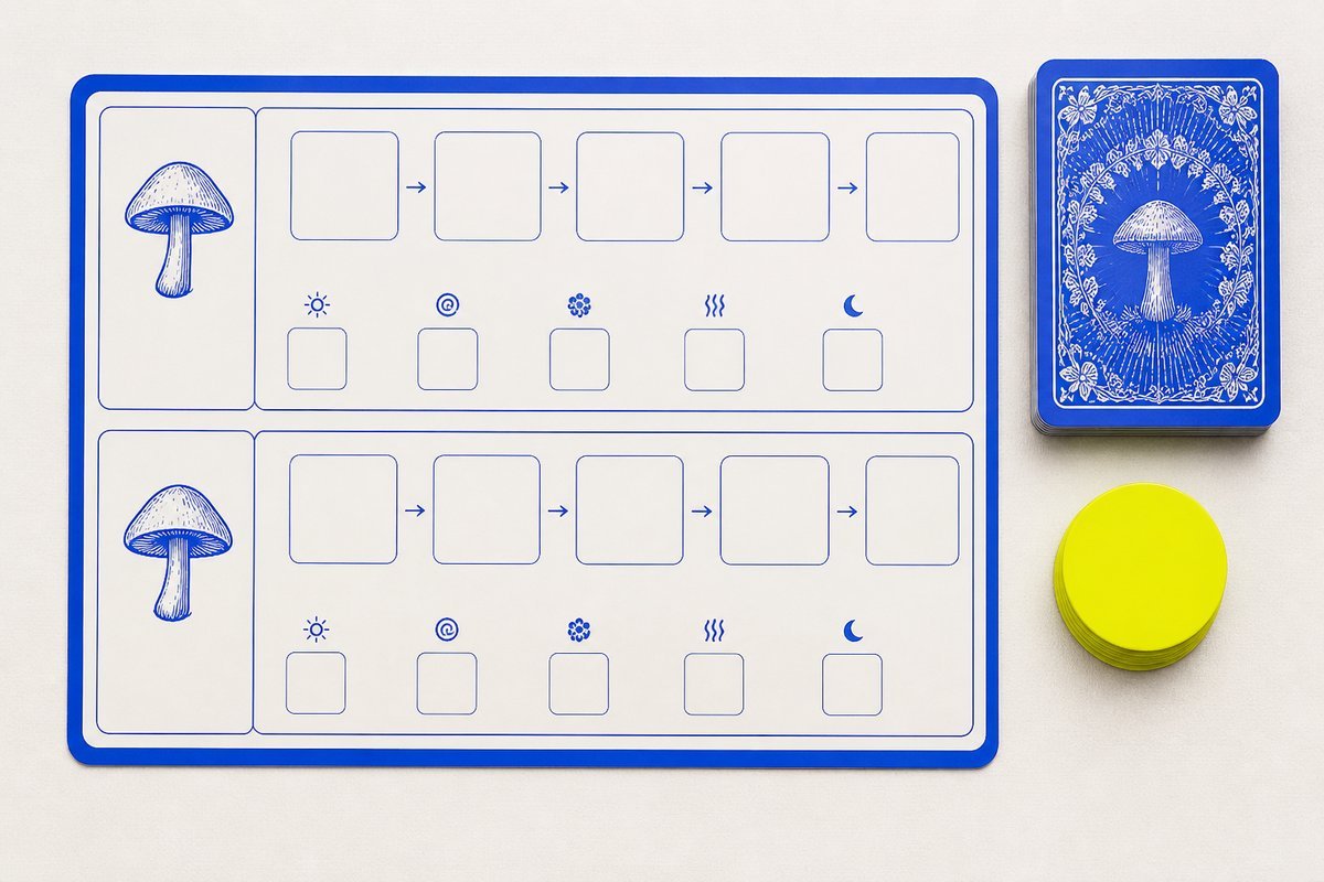 Bone review card, cobalt edge, lime chip: one or two daily slots