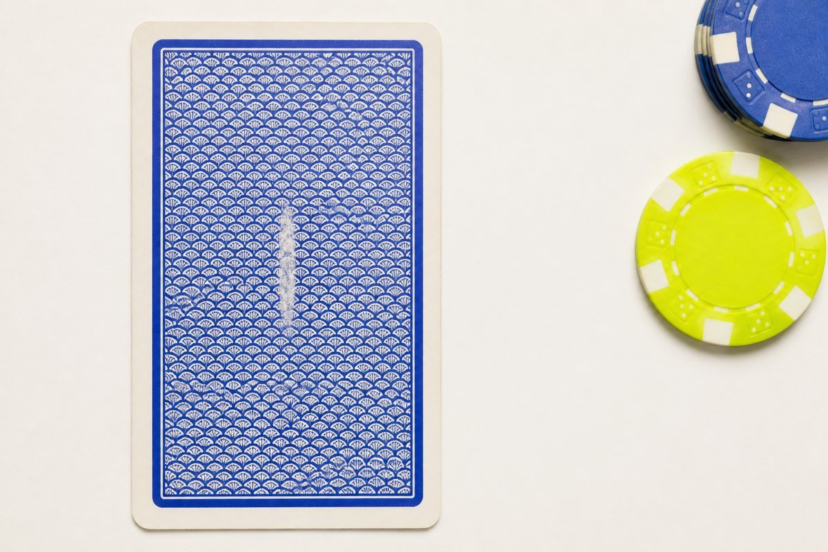 Bone review card, cobalt edge, lime chip: one narrow ear mark, no invented rate