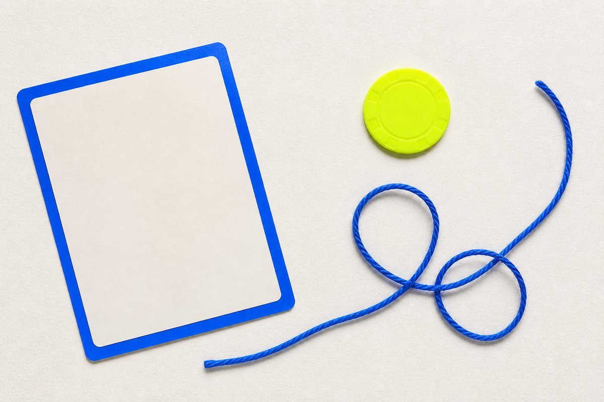 Bone review card, cobalt edge, lime chip: sulfa caution thread