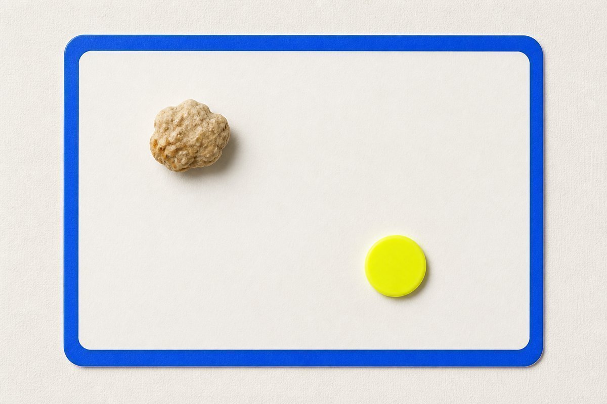 Bone review card, cobalt edge, lime chip: kidney stone, dose down