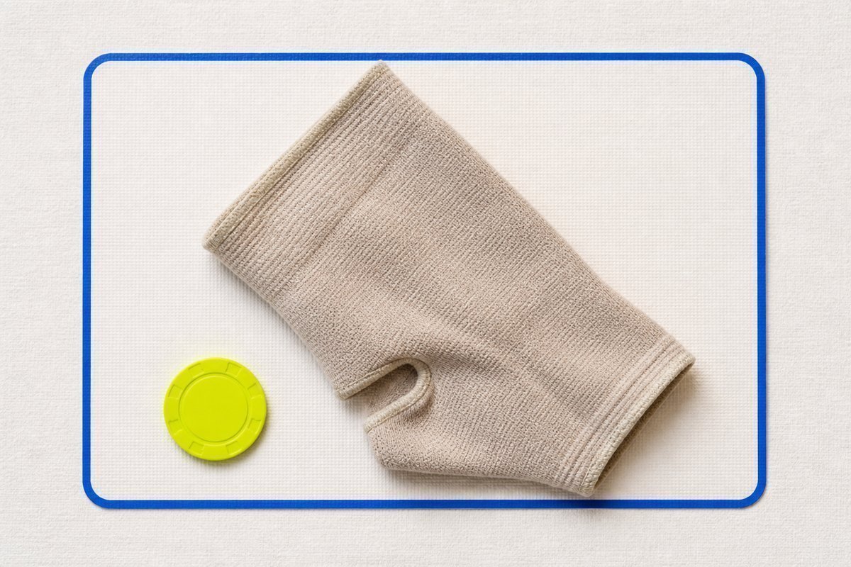 Bone review card, cobalt edge, lime chip: ankle swelling cloth