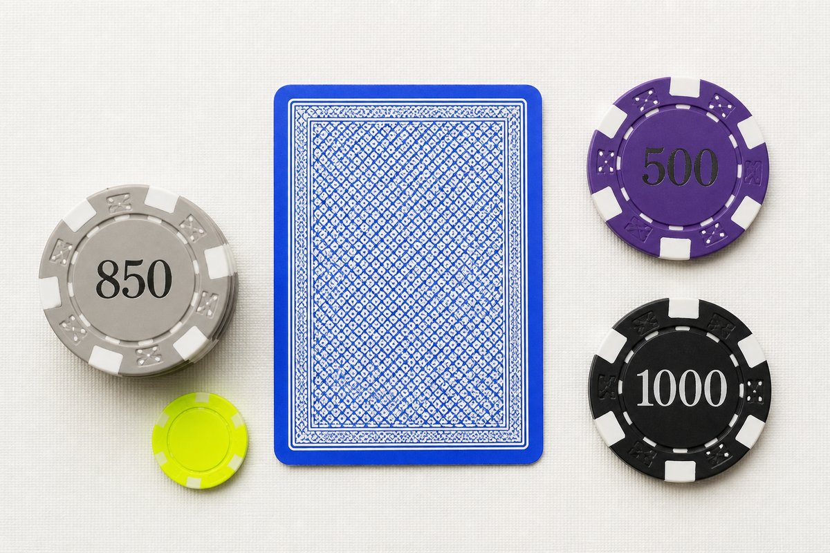 Bone review card, cobalt edge, lime chip: 850 lock, 500 and 1000 aside