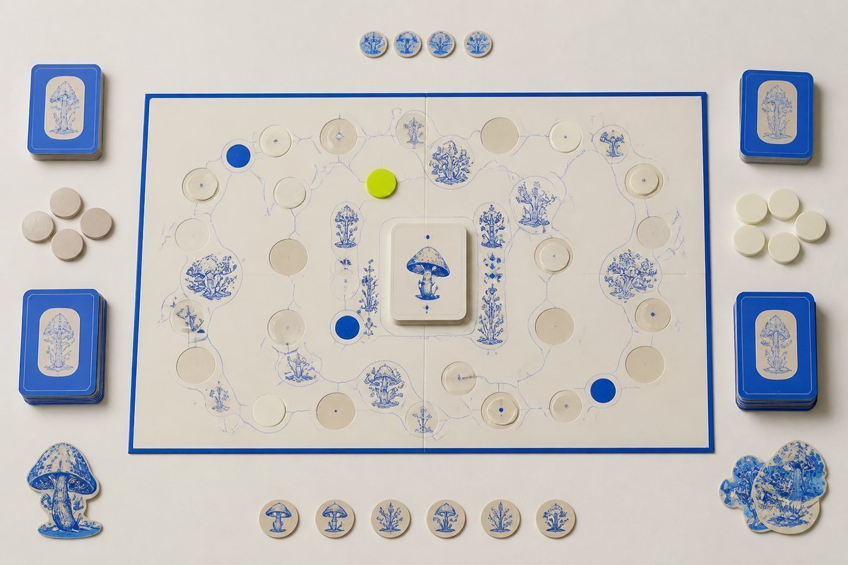 Bone review card, cobalt edge, lime chip: weeks, not one swallow