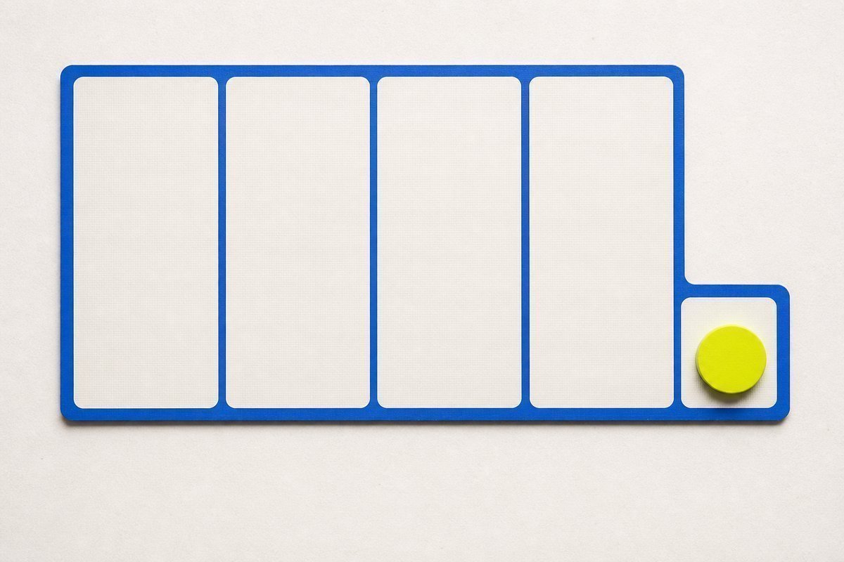 Bone review card, cobalt edge, lime chip: four daily slots then a step-down