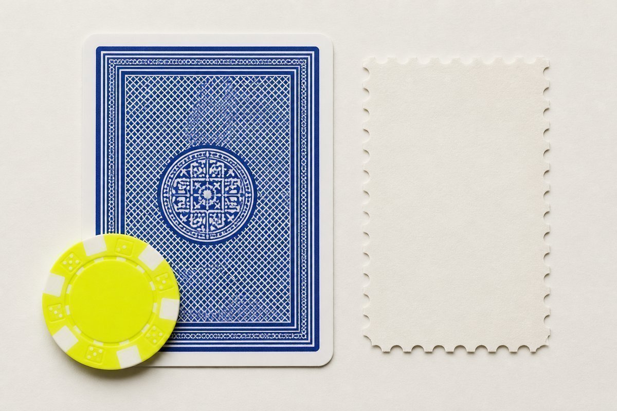 Bone review card, cobalt edge, lime chip: UK bag versus empty US OTC stamp