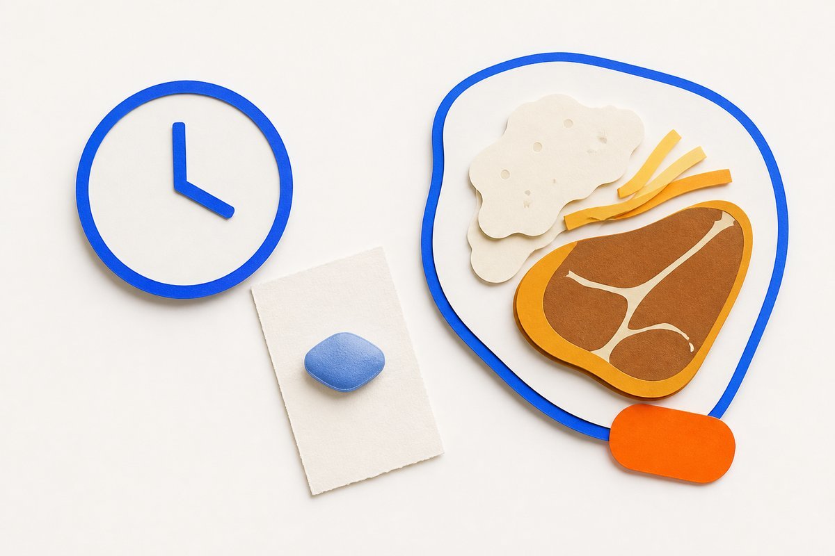 Clock and meal outline beside the 25-100 mg ladder