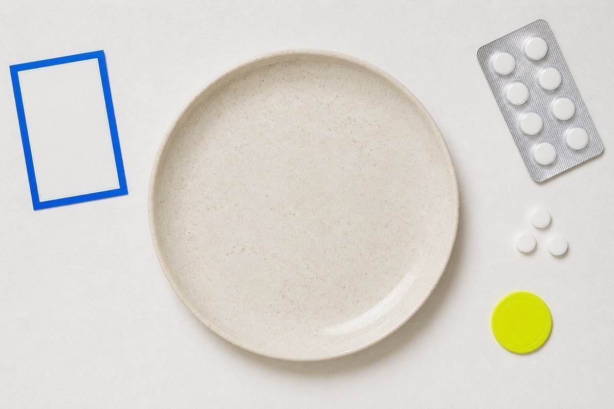 Bone review card, cobalt edge, lime chip: empty stomach plate, 3 mg tablets