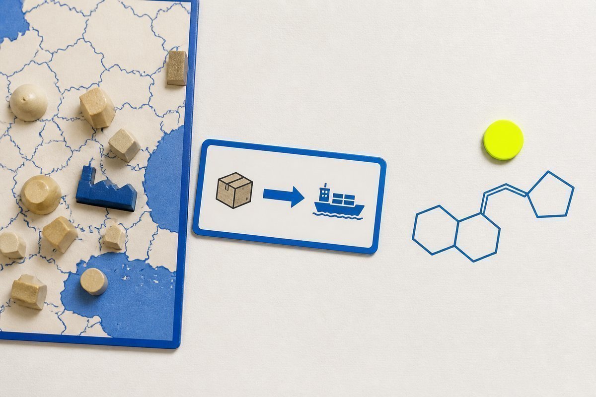 Bone review card, cobalt edge, lime chip: export strip pointing to a sildenafil outline